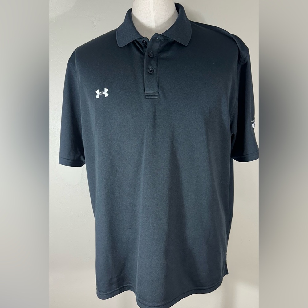 UNDER ARMOUR Heatgear Golf Polo Shirt Mens XL Black Collared Short Sleeve UA